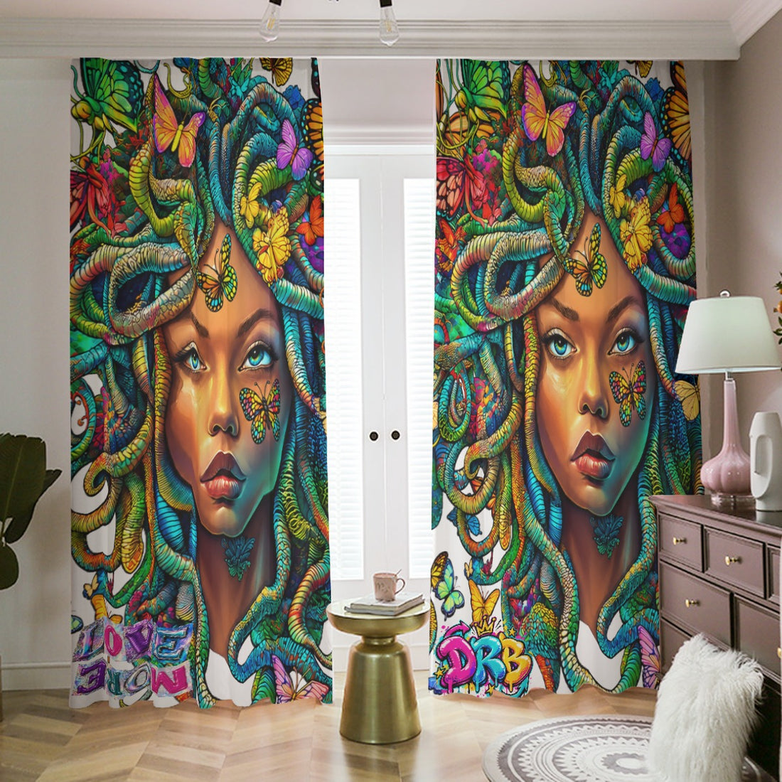 Healing Medusa Blackout Curtains with Hooks | 265(gsm)