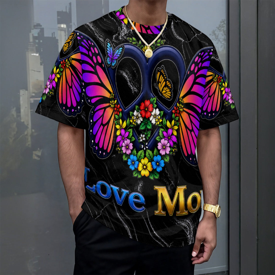 Love More World Drop-shoulder T-shirt|