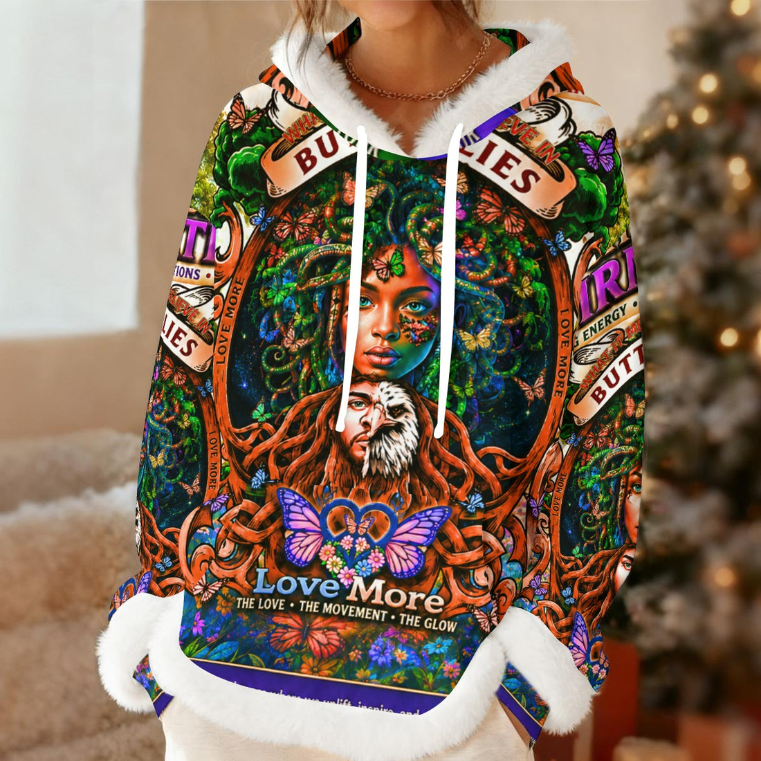 Healing Medusa Women's Fleece Hoodie With Decorative Trim