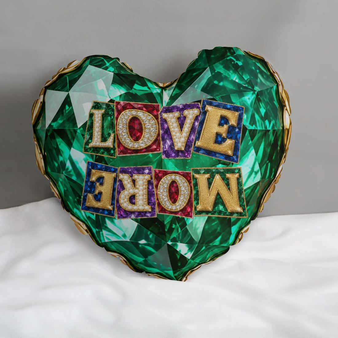 Love More Jade Heart-shaped pillow
