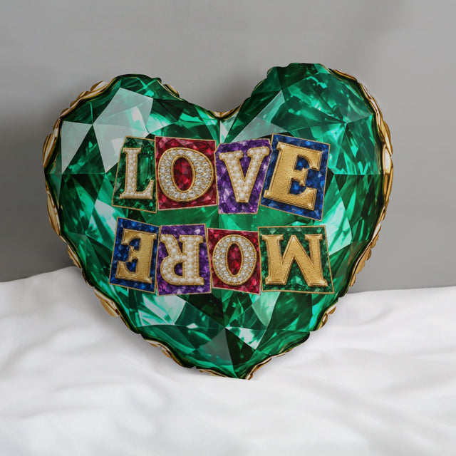 Love More Jade Heart-shaped pillow