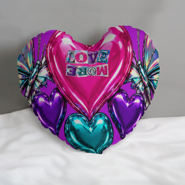 Love More Hearts Heart-shaped pillow