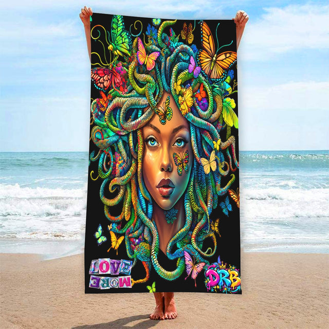Healing Medusa Beach towel Vertical Style Printed in USA|320GSM