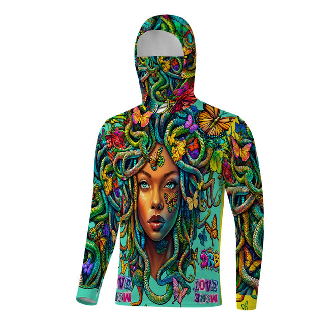 Healing Medusa Men’s Sun Protection Hoodie with Face Cover and Thumb Holes