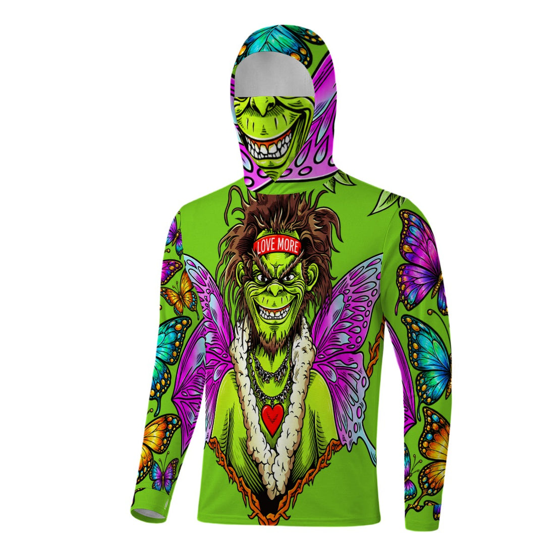 Healing the Grinch Hoodie with Face Cover and Thumb Holes